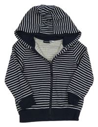 Tmavomodro-biela pruhovaná prepínaci tepláková mikina s kapucňou lupilu