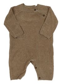 Hnedý melírovaný žinylkový overal s perforovanými medvedíkmi George