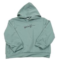 Šedoolivová mikina s nápisom a kapucňou SHEIN