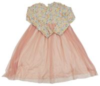 Nové - Bílo-světlerůžové šaty s květy a tylem LEIGH TUCKER