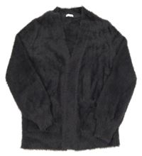 Tmavomodrošedý chlupatý svetrový cardigan Next