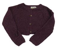 Mahagonovo-barevné žebrované propínací úpletové bolérko so trblietkami Next