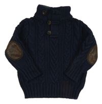 Tmavomodrý vzorovaný vlněný svetr GAP