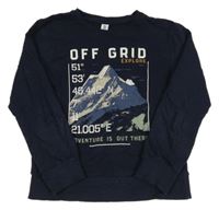 Tmavomodrá mikina s horami a nápismi YIGGA