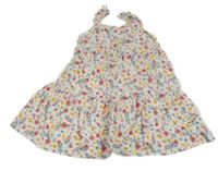 Biele letné šaty s kvietkami a volánikmi PRIM ARK