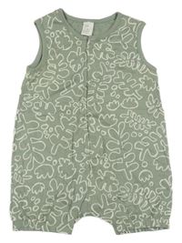 Světlekhaki kraťasový overal s listami H&M