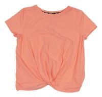 Neónově korálové melírované tričko s překřížením C&A