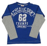 Safírovo-šedé triko s číslem a nápisy YIGGA