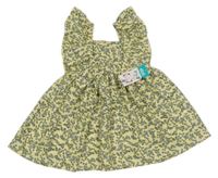 Nové - světležluté vzorované šaty s kytičkami a volánky Matalan