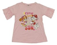 Světlerůžové tričko s PAW PATROL a volánky Nickelodeon