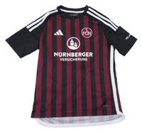 Černo-vínový pruhovaný funkční fotbalový dres se znakem Adidas