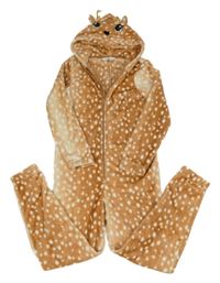 Hnědá plyšová kombinéza s kapucí - sob H&M