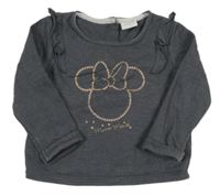 Tmavosivá mikina s Minnie a volánikmi Disney