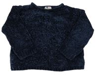 Tmavomodrý žinylkový sveter Pocopiano