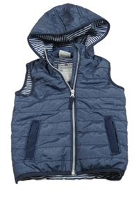 Tmavomodrá melírovaná šušťáková zateplená vesta s kapucňou Topomini