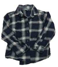 Tmavomodro-šedá kostkovaná flanelová košile Primark