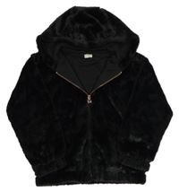 Černá kožešinová podšitá bunda s kapucí F&F