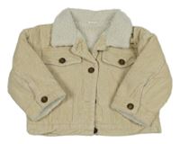 Béžová manšestrová zateplená bunda