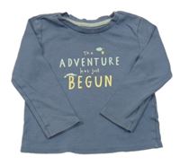 Modrošedé triko s nápisem Primark