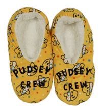 Hořčicové puntíkaté sametové zateplené domácí bačkory s Pudseym vel. 37