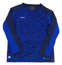 Tmavomodro-safírové vzorované sportovní funkční triko Kipsta