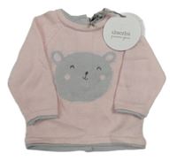 Nové - Svetloružový sveter s medvěďom Absorba