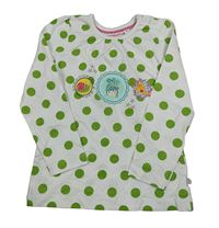 Bílé puntíkaté triko s dívkou a ptáčkem Liegelind