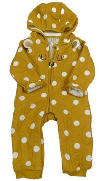 Okrová puntíkatá tepláková kombinéza s čumákem a kapucí Orchestra