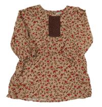 Hnedé kvetované menšestrové šaty s čipkou Next