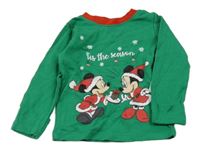 Zelené triko s Mickeym a Minnie George