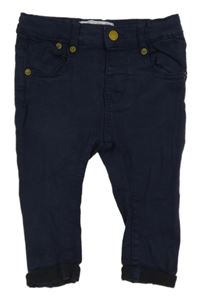 Tmavomodré plátenné nohavice Zara