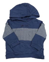 Tmavomodro-vzorovaná mikina s nápisom a kapucňou Matalan