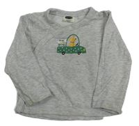 Svetlosivá melírovaná zavinovací mikina s autom so psem Lily & Dan