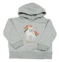 Sivá melírovaná mikina s jednorožcom a kapucňou Primark