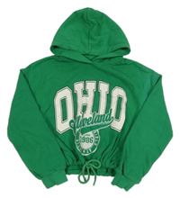 Zelená crop mikina s nápisom a kapucňou C&A