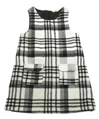 Svetlošedá -čierne kockované vlnené šaty F&F