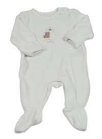 Bílý sametový overal se psem a medvědem M&S