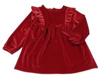 Červené zamatové šaty s volánikmi Dunnes