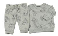 2set - Šedá melírovaná mikina s Disney postavami + tepláky Matalan