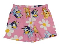 Růžové květované bavlněné kraťasy s Bluey George