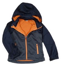 Tmavomodro-melírovaná softshellová bunda s kapucí Pocopiano