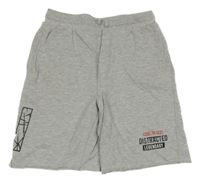 Sivé melírované teplákové kraťasy s nápisom Y.F.K.