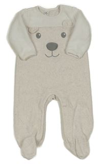 Světlebéžovo-biely sametovo/chlupatý overal s ňufáčikom  Topomini