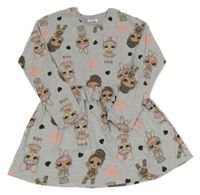 Sivé melírované šaty s L.O.L. Surprise a srdiečkami Matalan