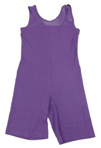 Fialový žebrovaný bavlněný kraťasový overal se síťovinou Coccodrillo