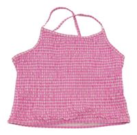 Neonově růžovo-bílý kostkovaný plavkový top Matalan