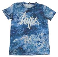 Tmavomodré vzorované tričko s logom Hype