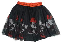 Čierno-červená tylová sukňa s Minnie a Mickeym