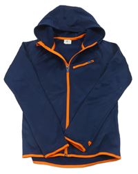 Tmavomodro-oranžová propínací thermo mikina s kapucí H&M