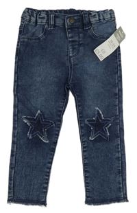 Nové - tmavomodré skinny rifle s hviezdami zn. Pep&Co